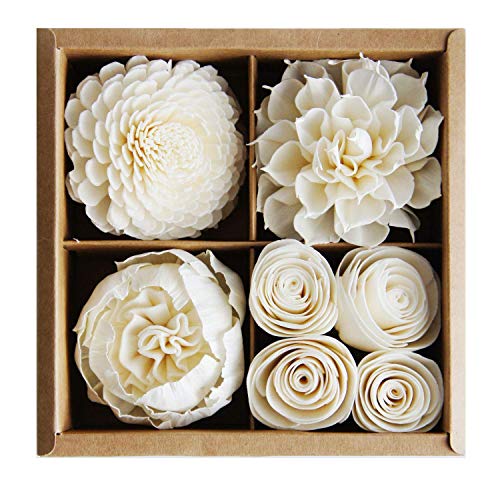 Mixed White Sola Flower with Cotton Wick Diffuser Set