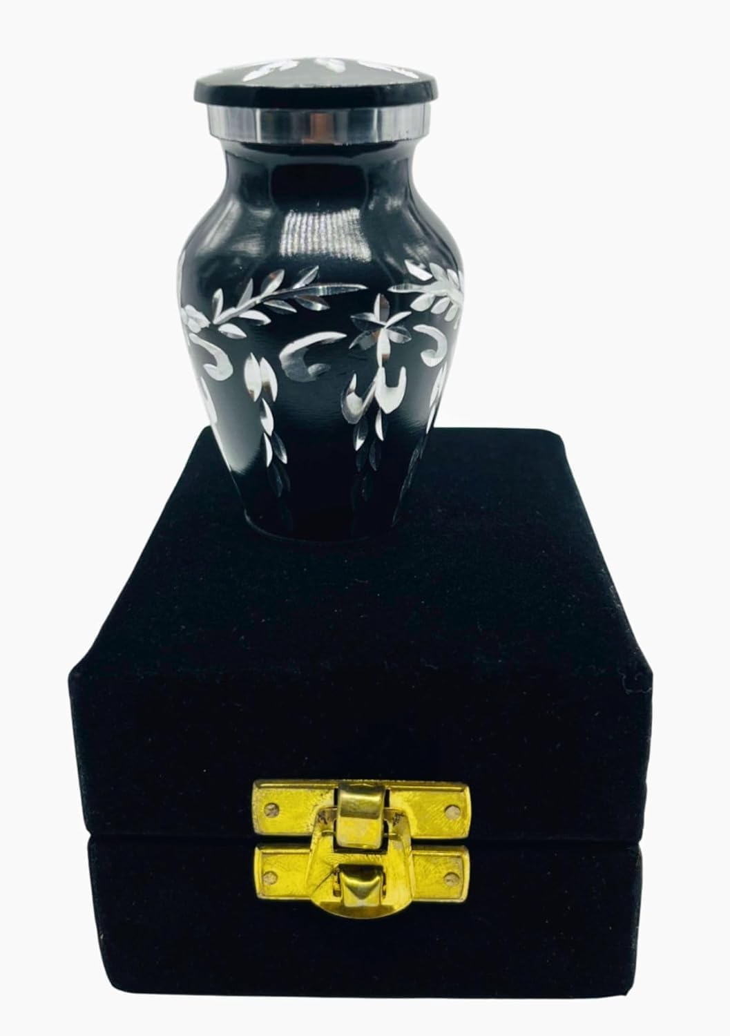 Black Velvet Box Cremation Urn with Mini Diamond Cutting