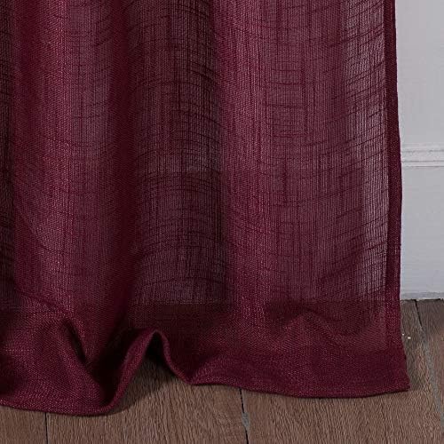 2 Panel Linen Rod Pocket Sheer Curtains Burgundy 52x84