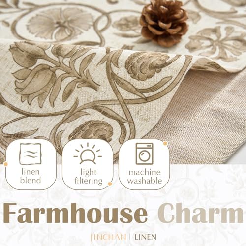 Jinchan Double Layer Linen Valance Window Curtain