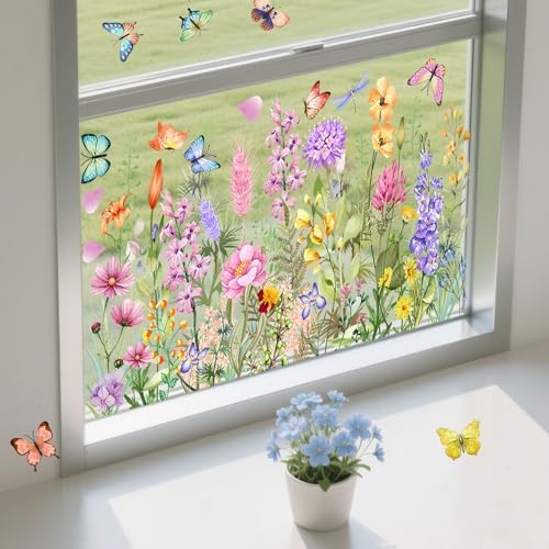 PASUXI 2 Sets Flower Window Clings for Glass Windows