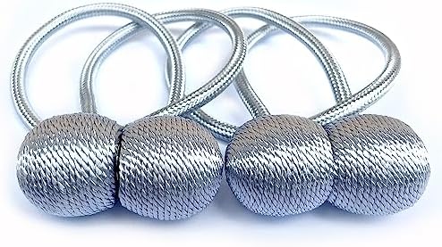 Winsharp Magnetic Curtain Tiebacks 4 Pcs Gray Holdbacks
