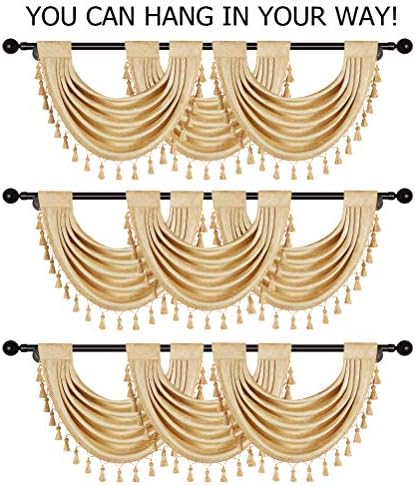 ELKCA Thick Chenille Valances Set of 2 for Living Room and Kitchen