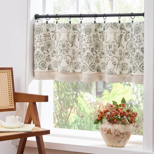 Jinchan Double Layer Linen Valance Window Treatment