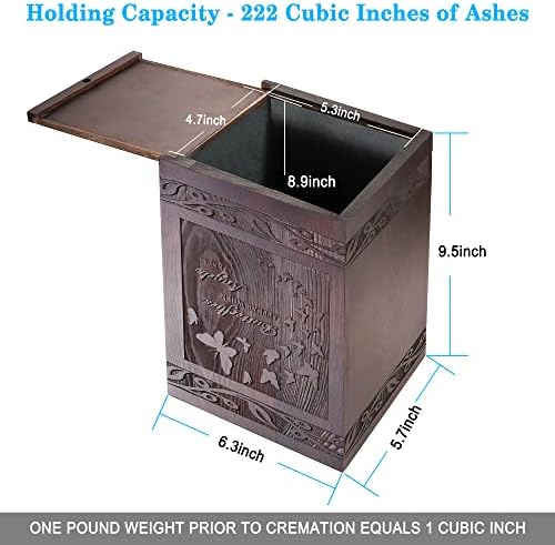 Wooden Carved Butterfly Cremation Urn for Human or Pet Ashes