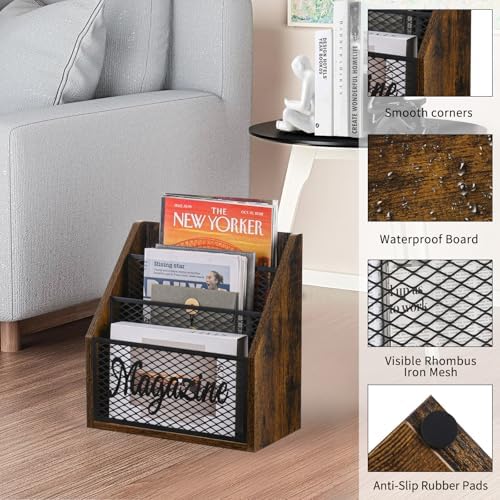 YINMIT 3 Tier Magazine Holder Floor Rack