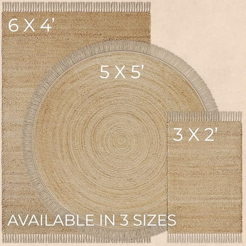 KIBAGA 2x3 ft Jute Rug - Boho Decor Entry Area Rug