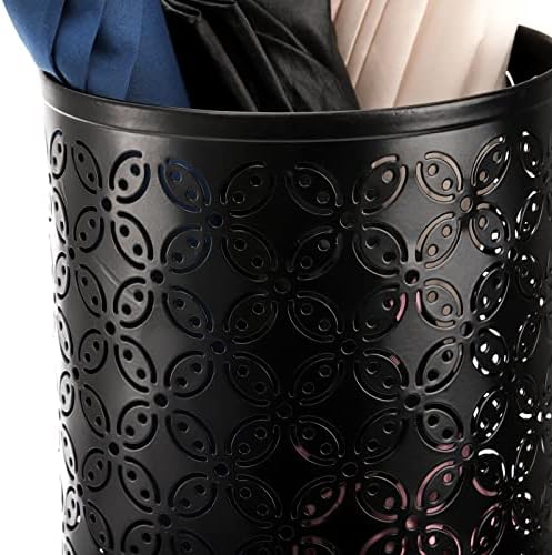 Hacaroa Black Metal Round Umbrella Stand Rack