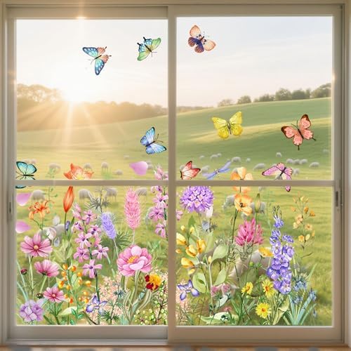 PASUXI 2 Sets Flower Window Clings for Glass Windows