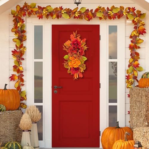 IUIBMI 24 Inch Artificial Fall Teardrop Swag
