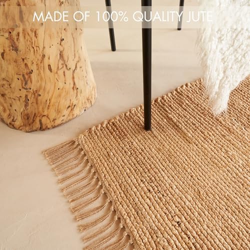 KIBAGA 2x3 ft Jute Rug - Boho Decor Entry Area Rug
