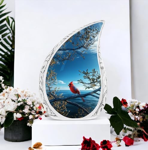 Red Cardinal Bird Urns for Human Ashes 10 Inch