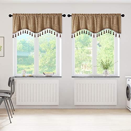 ELKCA Double-Sided Chenille Valance for Kitchen and Living Room