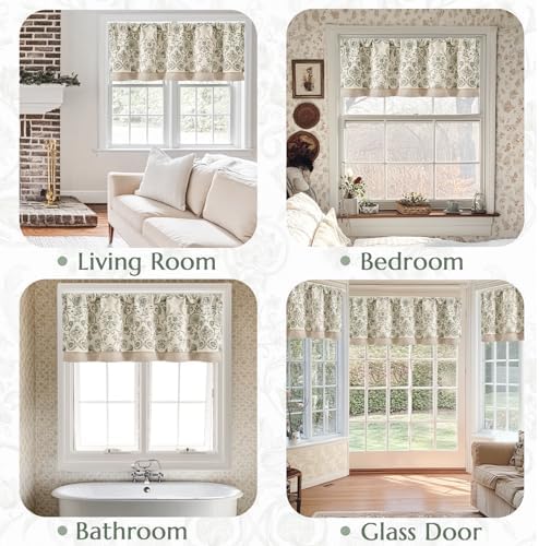Jinchan Double Layer Linen Valance Window Treatment