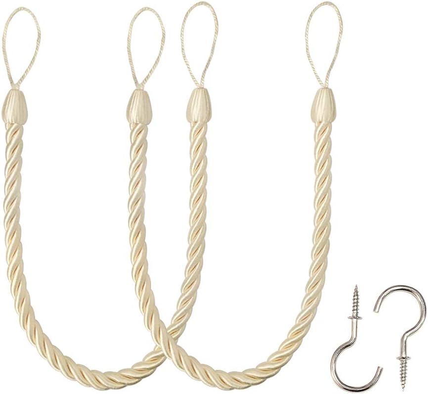 BEL AVENIR Curtain Tiebacks with 2 Metal Hooks 2 Pack