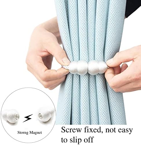 Magnetic Curtain Tiebacks 2 Pack White Rope Holders