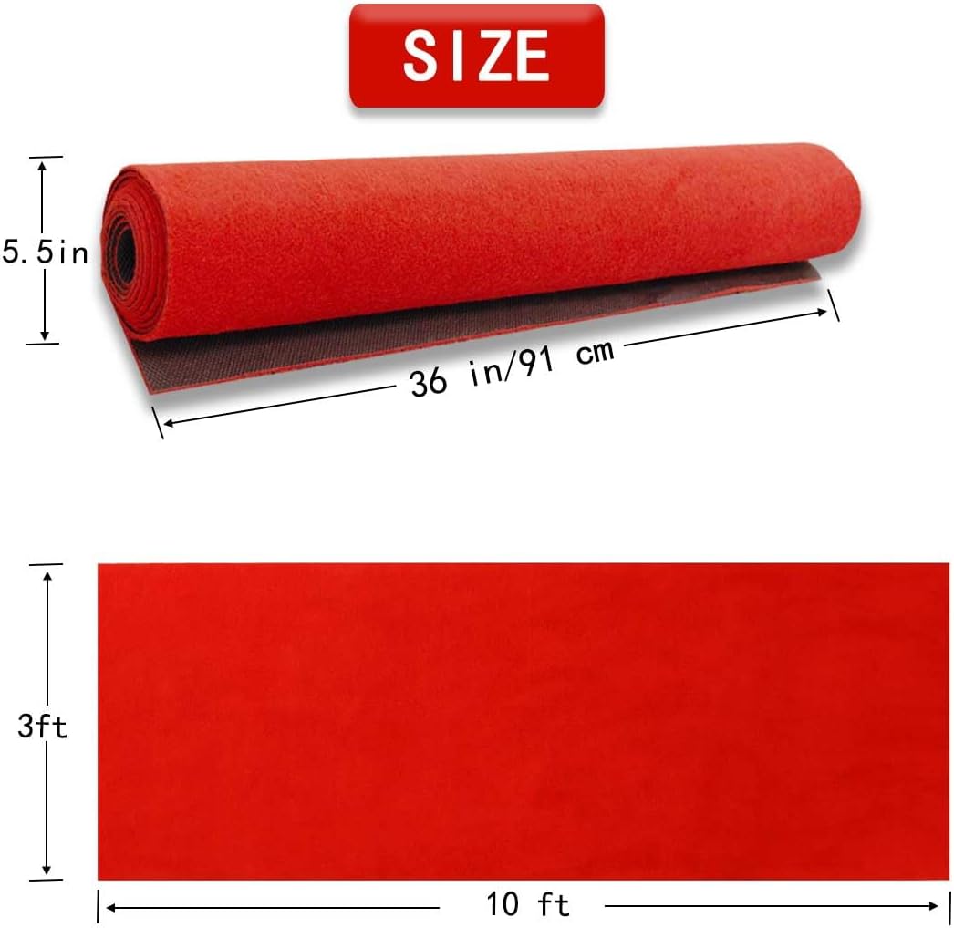 Extra Thick Red Carpet Runner for Party 3x10ft