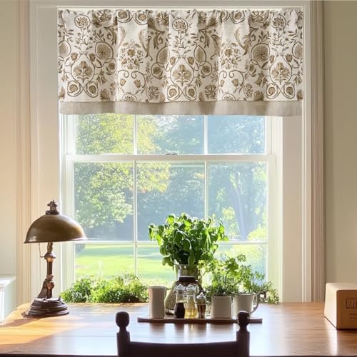 Jinchan Double Layer Linen Valance Window Curtain
