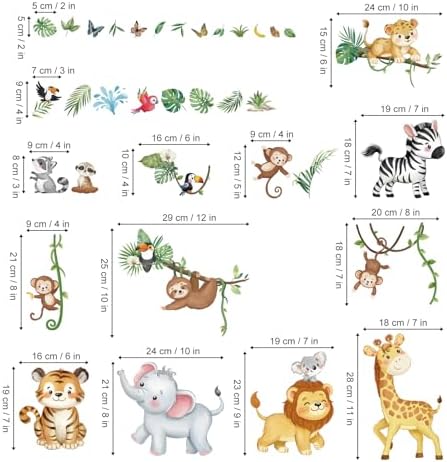 Decalmile Summer Safari Double Sided Jungle Animals Window Clings