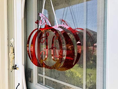 DistinctAndUnique Halloween Pumpkin Monogram Door Hanger - Transparent Red Acrylic