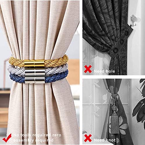 NICEEC 6 Pack Magnetic Curtain Holdbacks Creamy-White