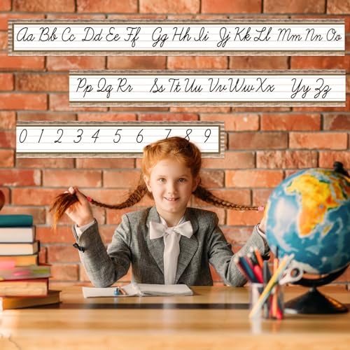 12 Pcs Cursive Alphabet Bulletin Board Set for Classroom and Home