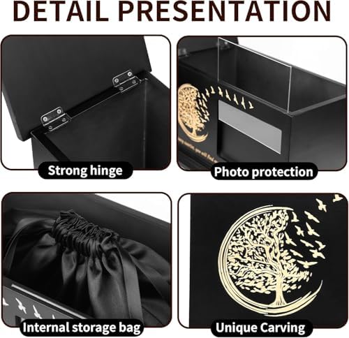 Elegant Wooden Cremation Urn with Photo Frame and Tree of Life Design