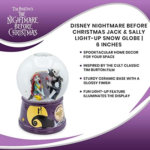 Disney Nightmare Before Christmas Jack Sally Light Up Snow Globe