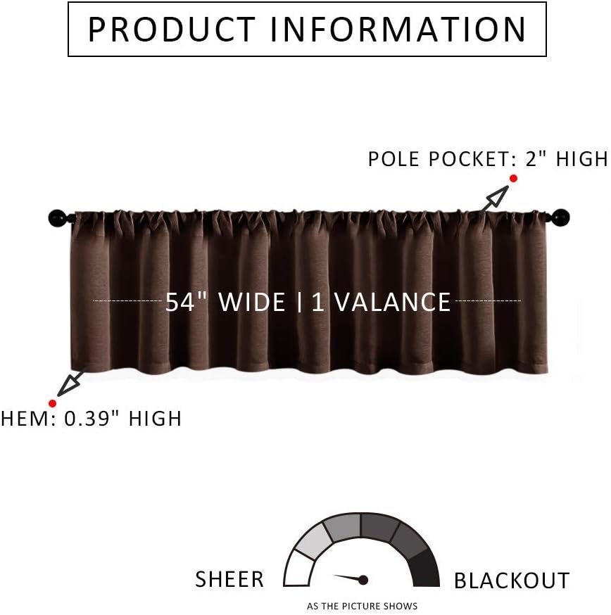MRTREES Brown Sheer Valance 54x16 Inch Panel 1