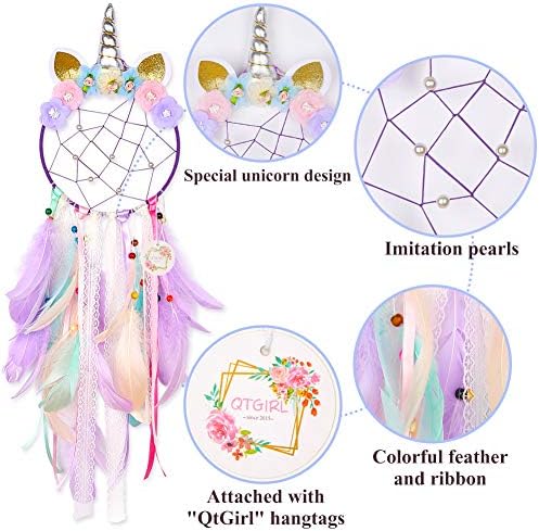 QtGirl Unicorn Dream Catcher Wall Decor for Kids