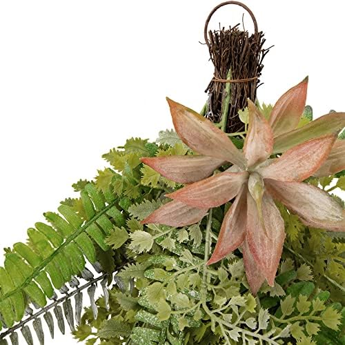 Northlight Fern and Succulents Artificial Spring Teardrop Swag 28 Inch