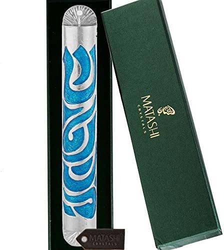 Matashi Hand Painted Blue Enamel Mezuzah Decor
