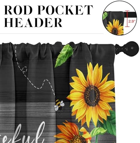 Tayney Rustic Sunflowers Tier Curtain Set for Kitchen and Bathroom