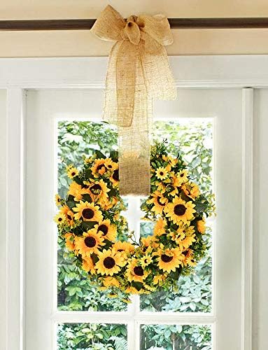 Lvydec Artificial Sunflower Wreath 16 Inch Decorative