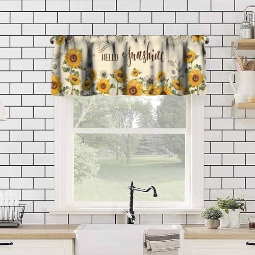 Sunflower Summer Valance Curtain for Home Kitchen Bedroom