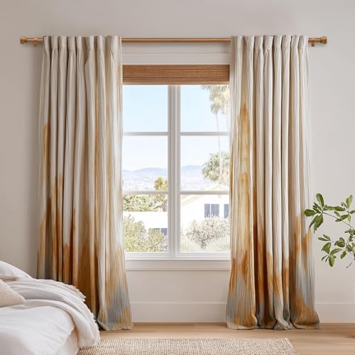 2 Pack Wood Curtain Rods for Windows 28 to 48 Inches