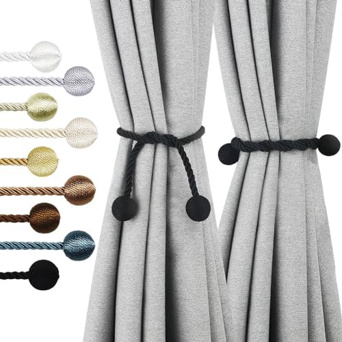 Modern Black Rope Curtain Tiebacks for Drapes