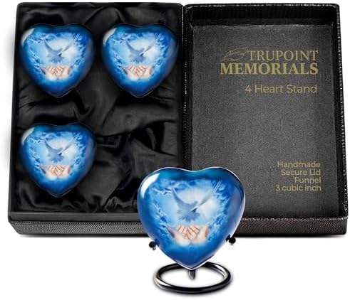 Trupoint Memorials Blue Dove Urn with Stand Set of 4