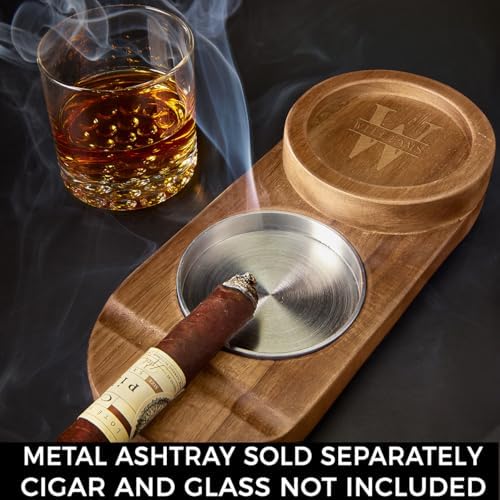 Wooden Cigar Tray with Personalized Engraving Dual Rests and Ashtray