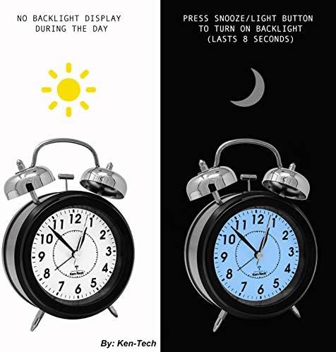 Sonnet Twin Bell Alarm Clock with Blue Backlight