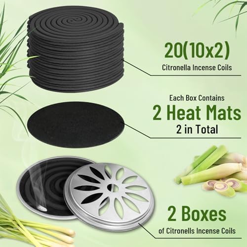 SCENTORINI Citronella Incense Coils 20 PCS with 2 Burners