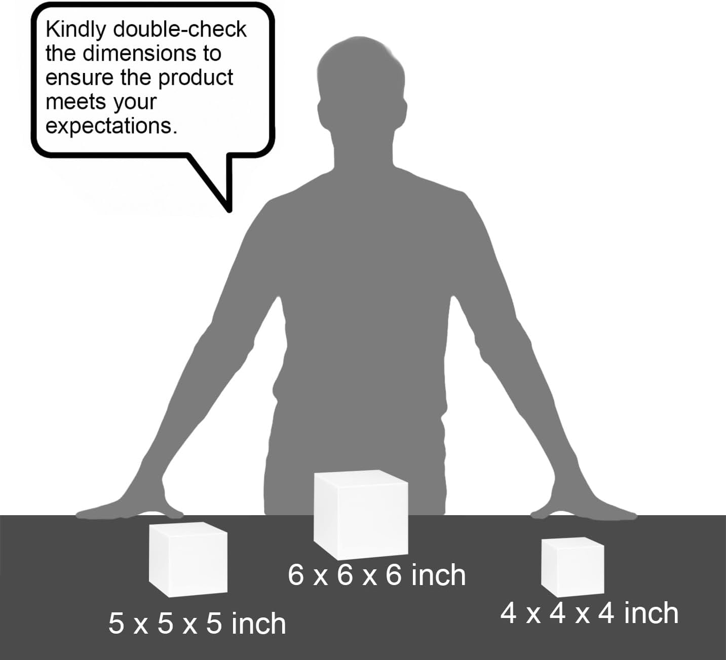 Red Co Glossy White Acrylic Cube Display Riser Stands 3-Pack