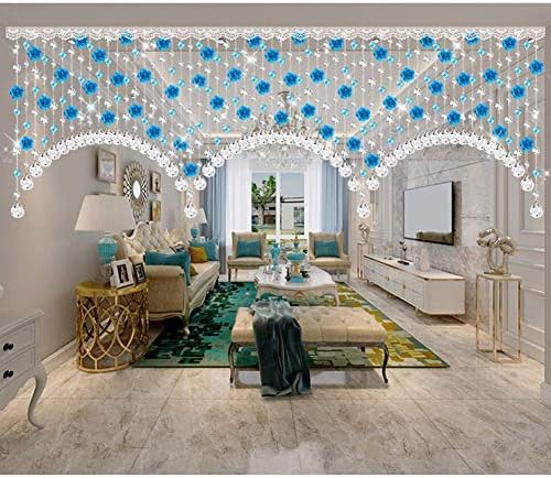 Beaded Door Curtains with Crystal Beads - 45 Strands Blue