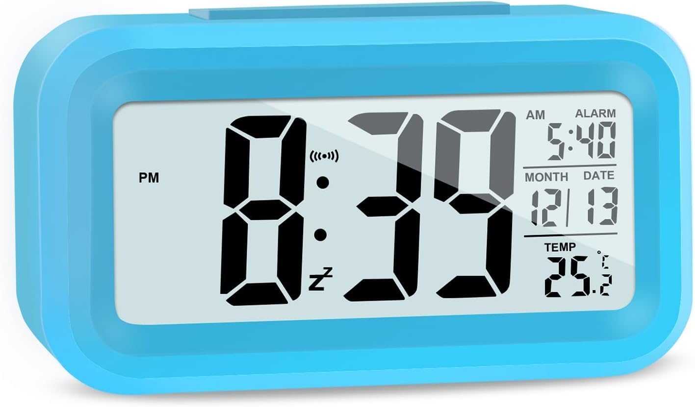 Hooporia Blue Digital Alarm Clock for Bedroom