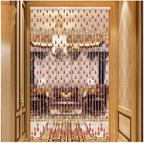 Fuchsia Beaded Curtain with Crystal Glass Strings for Room Dividers