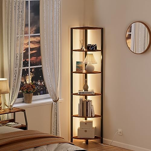Furnulem 6 Tier Corner Shelf with LED Light
