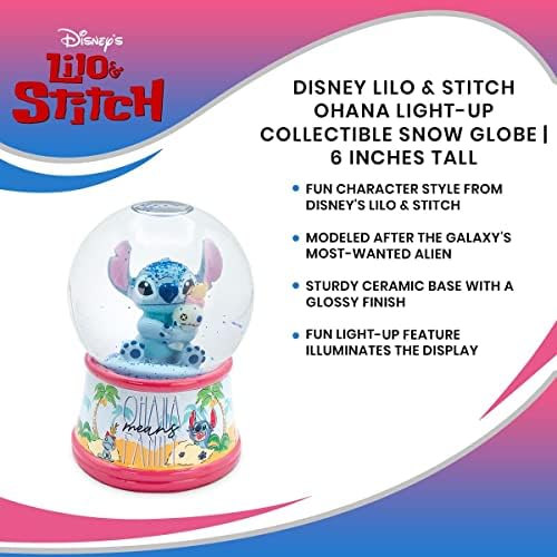 Disney Lilo Stitch Ohana Light-Up Snow Globe 6 Inches