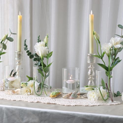 12Pcs Clear Glass Cylinder Vases for Centerpieces and Decor