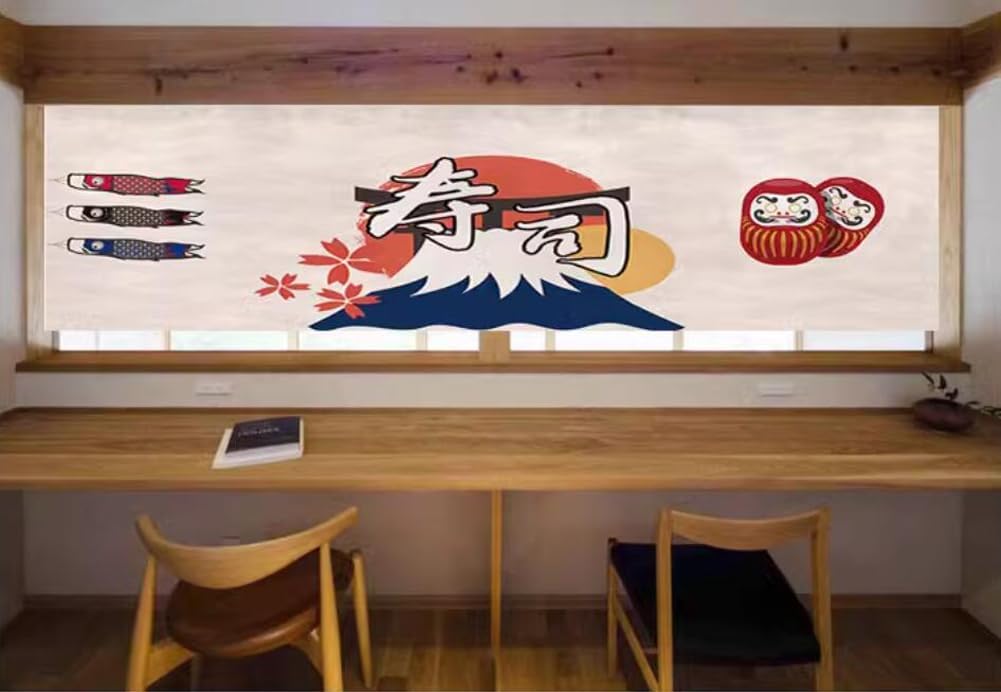Japanese Sushi Bar Noren Curtain - 51x19 Inches Magnetic Style