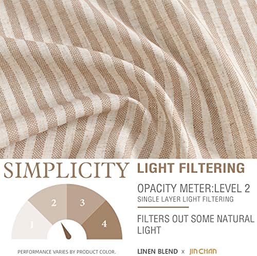 Jinchan Linen Valance Curtain 16 Inch Tan on Beige 1 Panel